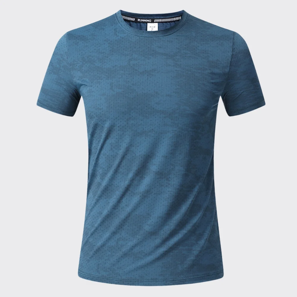 New Round Neck T-Shirt For Men Gym Sport Sweatshirt Tops Short Sleeve Men's Quick Dry Fitness Workout Running Shirts Summer Tees
