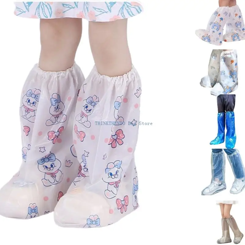 

340D Disposable Boot Shoe Covers Plastic Cartoon Rain Shoes Overshoes for Kids Adult