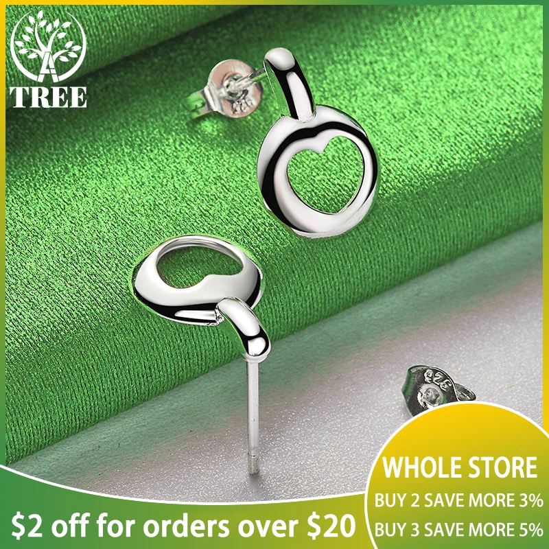 

ALITREE 925 Sterling Silver Hollow Heart Stud Earrings For Women Earring Lady Fashion Charm Party Wedding Jewelry Birthday Gifts