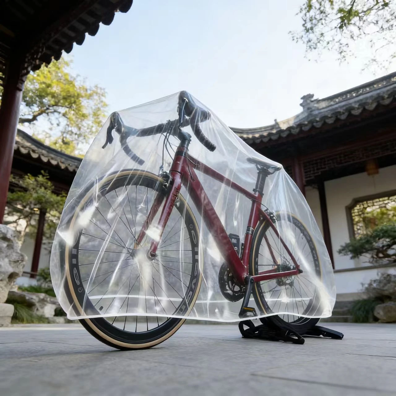 2 Stück transparente elastische Fahrradabdeckung, universelle Schutzhülle für Rennräder und Mountainbikes – Detail 6