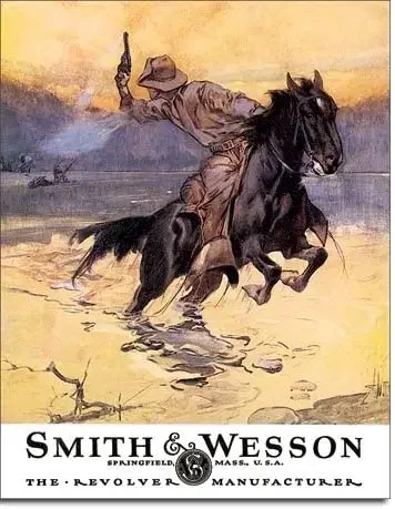 Vintage Cowboy Tin Sign Bundle - Smith & Wesson Hostiles, Winchester, Marlin/Cowboy on Horse and Welcome Cowboy Country