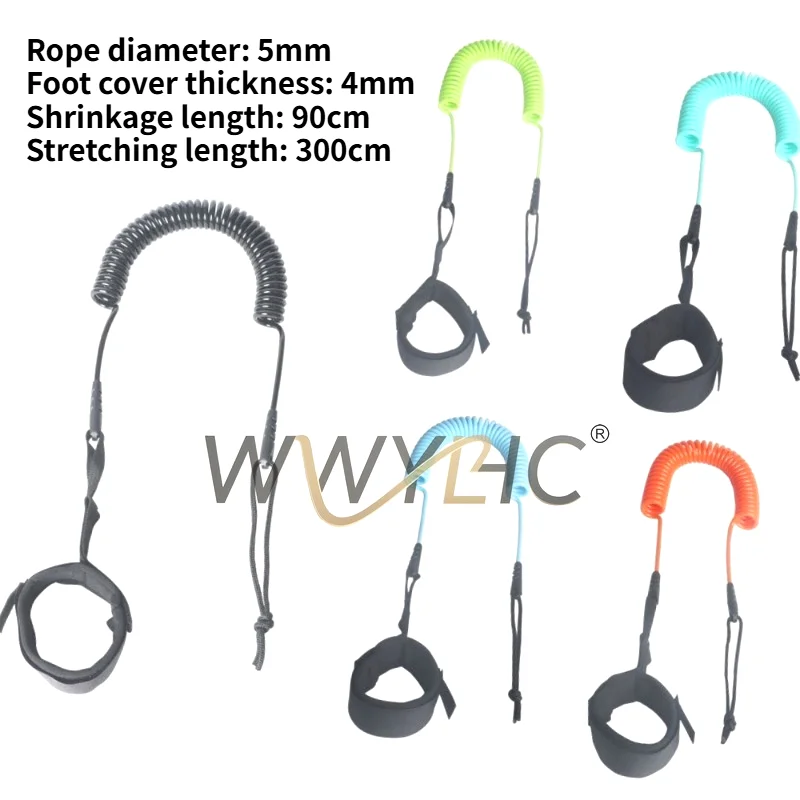 Suitable for 5mm/10ft Surf Rope Veneer  Pulp Board Accessories Stunt Elastic Foot  Paddle Anti-lost Rope Traction Rope