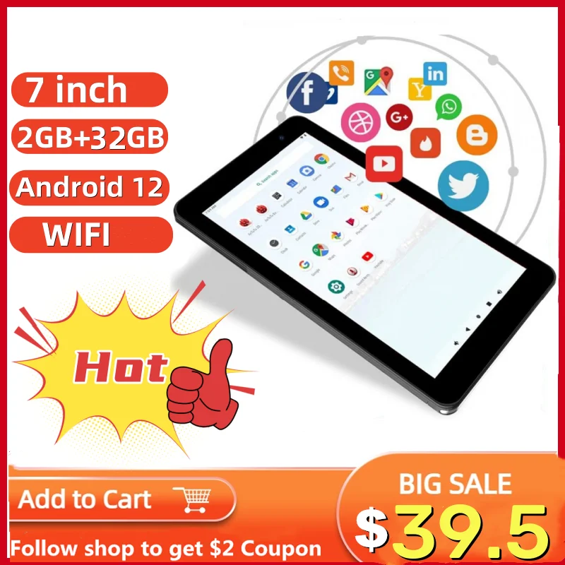 7 INCH 2GB RAM 32GB ROM NK7 Android 12 Tablet PC  Quad-Core A133 Quad Core WIFI 3000 mAh Li-ion Battery Type-C