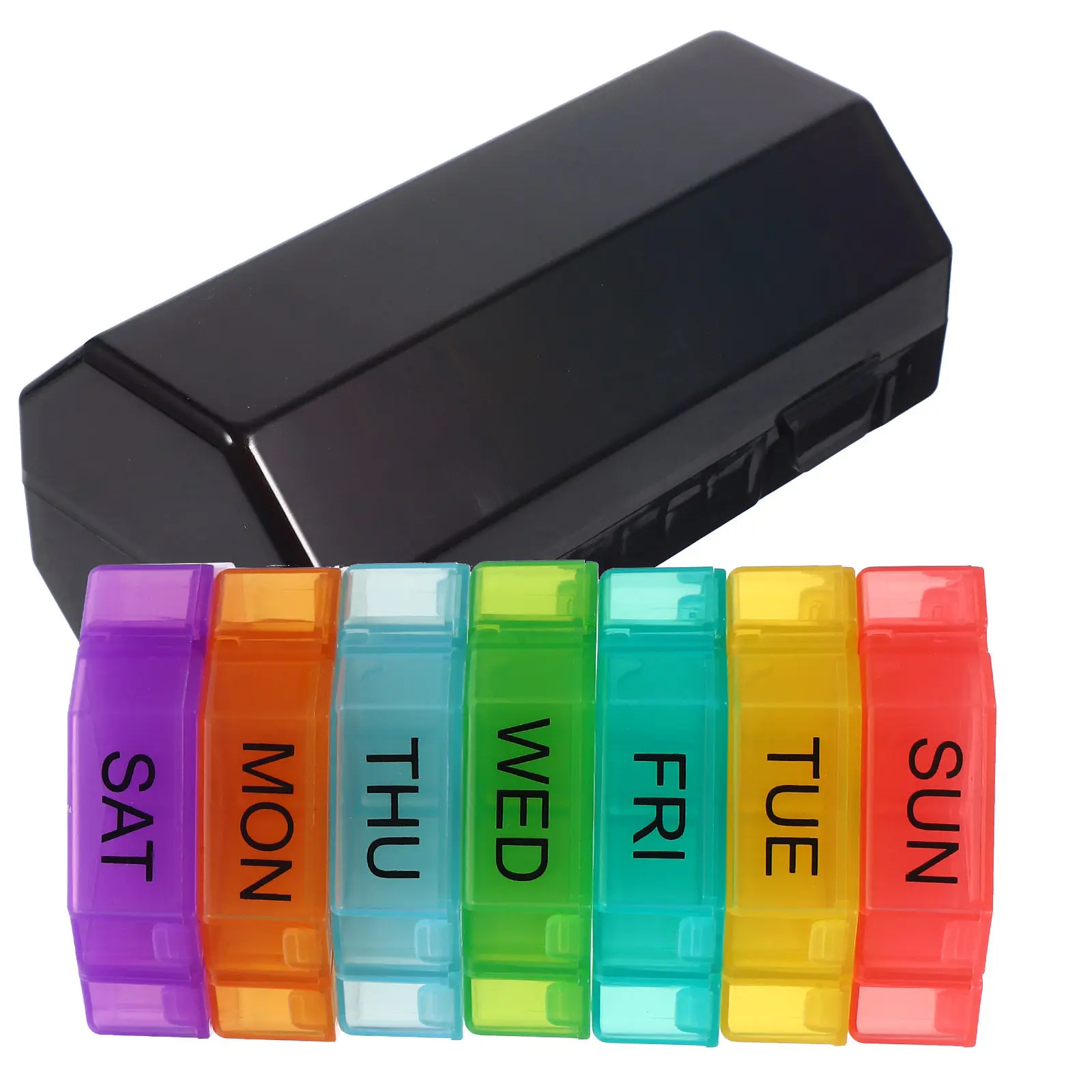 

1Set Portable Weekly Pill Case Colorful Travel Organizer Compartment Daily Medicine Holder Lightweight Secure Lid