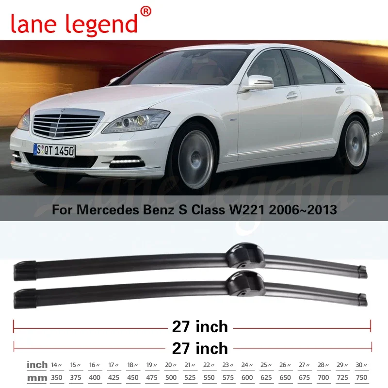 Wiper Front Wiper Blades For Mercedes Benz S-Class W221 2006-2013 2007 2008 2009 2010 Windshield Windscreen Front Window 27\