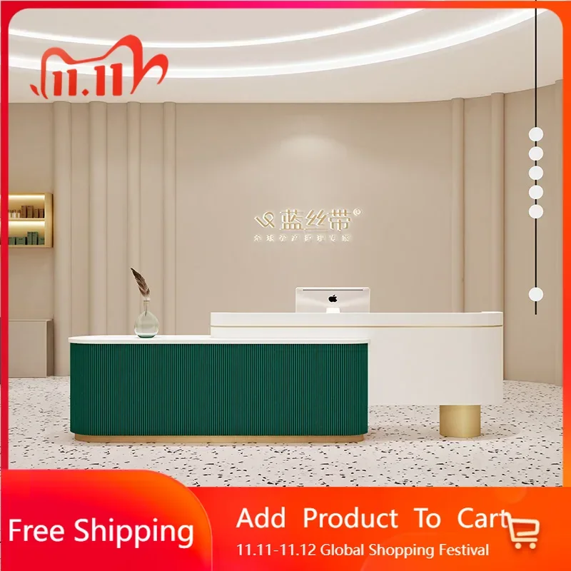 

Organizers Reception Table Executive Office Furniture Cafe Modern Desk Curved Armable Acrylic Welcome Scrivania Salon Furniture