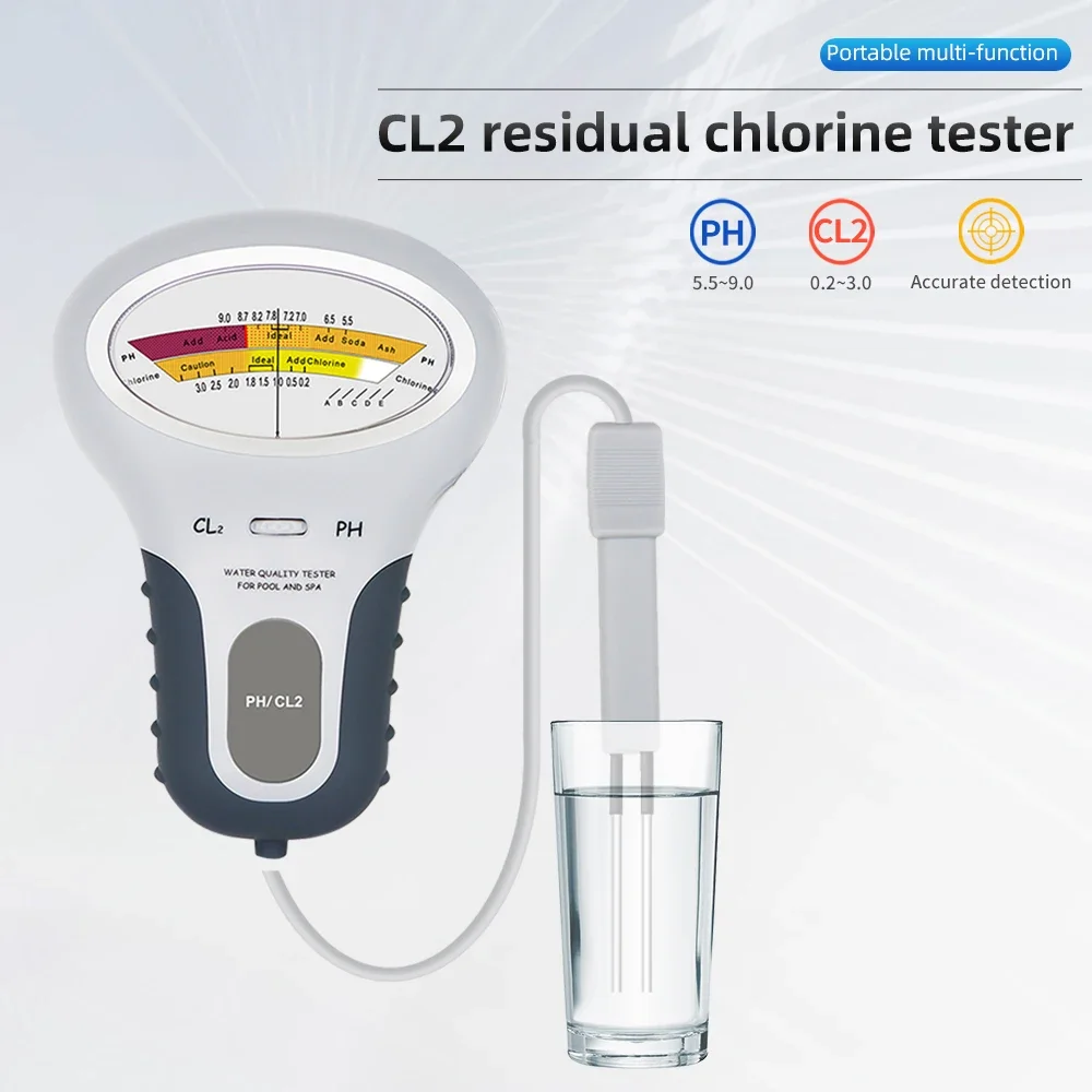 New 2 In 1 Chlorine Detector PH & CL2 Meter Swimming Pool Spa Chlorine Monitor Tester Aquarium Hot Spring Water Quality Tester