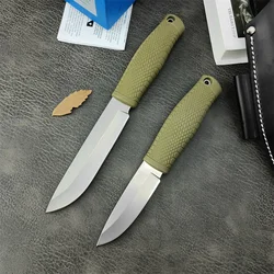 BM 200 D2 Fixed Blade Rubber Handles Hidden Tang EDC Camping Survival Tactical Knife Hunting Tool with Leather Sheath BM 202