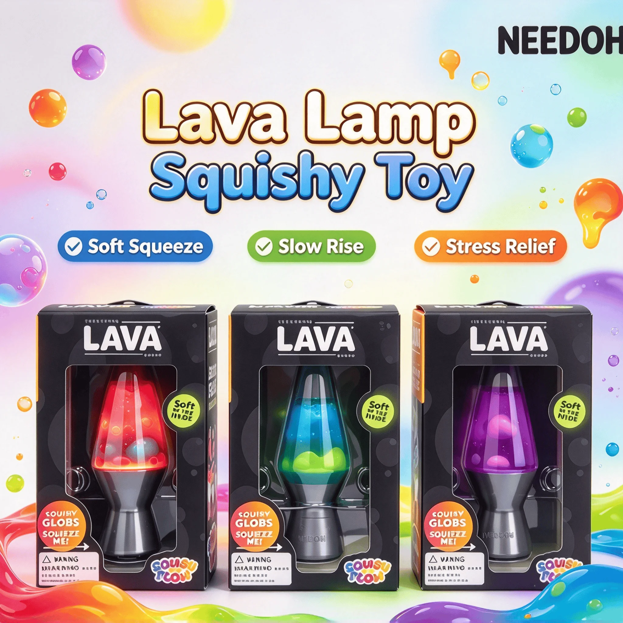 NeeDoh LAVA Glow in Dark Lava Lamp Squishy, Flowing Squeeze Ball, Stress Relief Fidget Sensory Toy