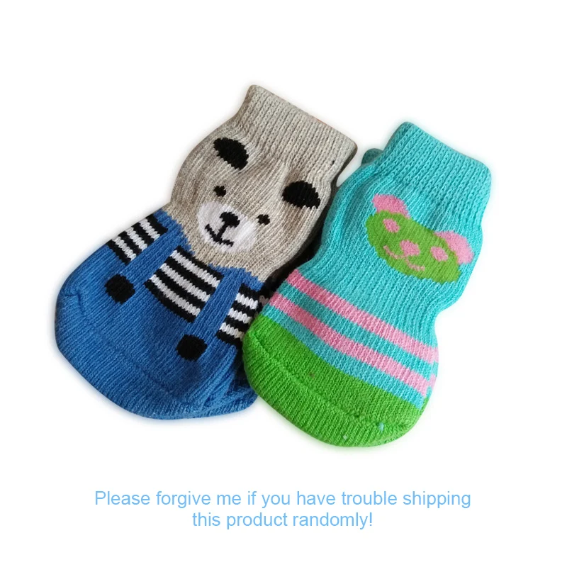 S/M/L/XL Cute Cartoon Pet Socks Warm Dogs Pet Knits Socks Anti Slip Skid Bottom Warm Puppy Soft Shoes Breathable Dog Accessories