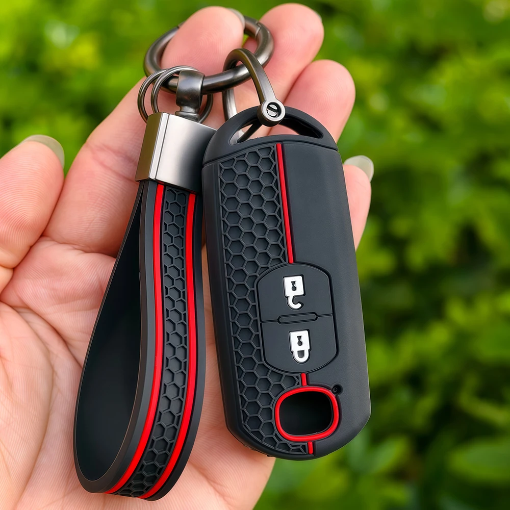 Keychain 2 Buttons Silicone Car Key Cover Key Case for Mazda 2 3 6 Axela Atenza CX-5 CX5 CX-3 CX-7 CX8 CX-9