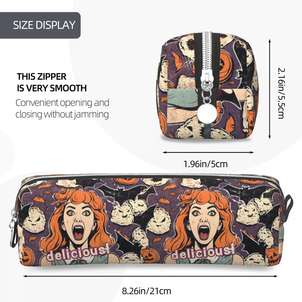 Rice Balls Is Delicious! Halloween Girl Version Pencil Cases for Students Gifts Pen Box Pencil Bag Pencil Pouch Pen Holder
