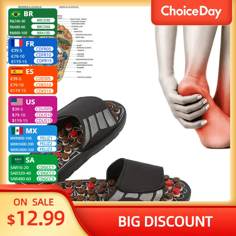 

Foot Massage Slippers Acupuncture Therapy Massager Shoes For Foot Acupoint Activating Reflexology Feet Care Massageador Sandal