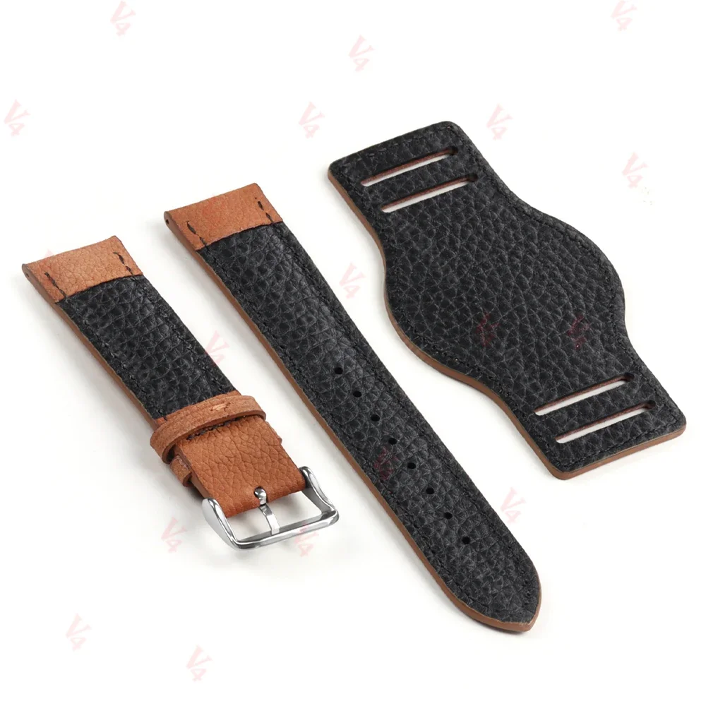 18mm 20mm 22mm Watch Band with Tray Stitching Cowhide Leather Strap for Samsung Galaxy Watch 3 Active2 40 44mm Huawei Watch Gt2