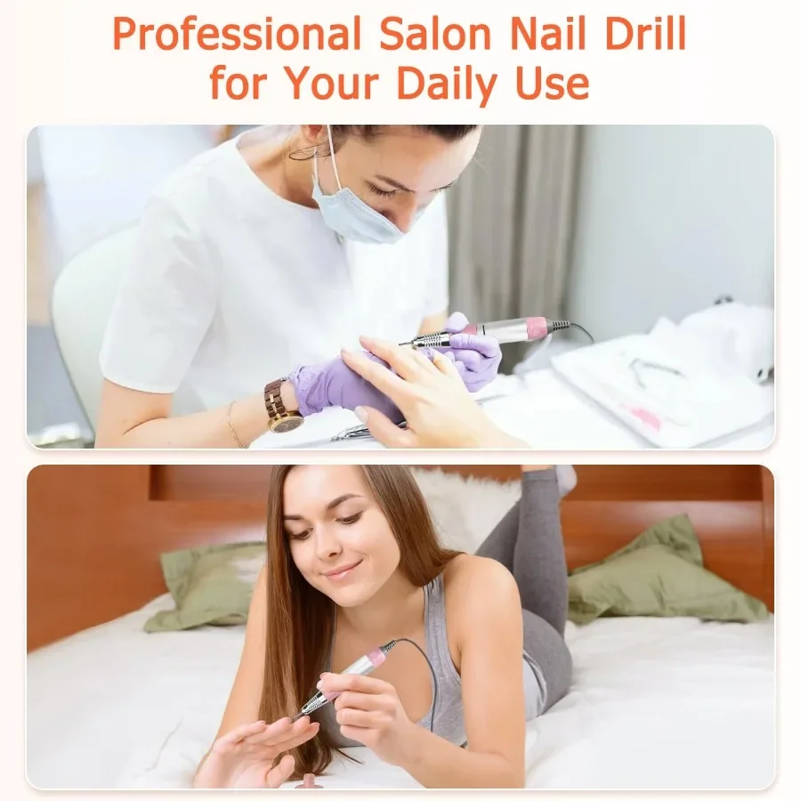 Taladro eléctrico para uñas de alta velocidad, 30000rpm, juego profesional Efile para uñas de gel acrílico, Ideal para aplicaciones de manicura y pedicura
