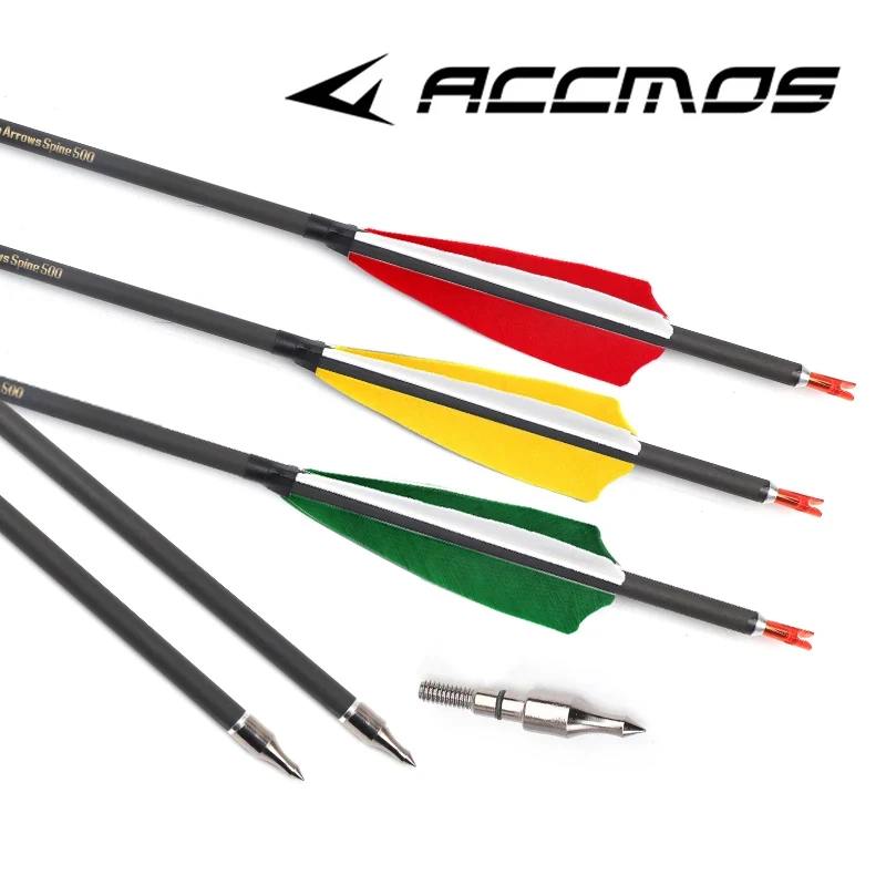 ID 6.2mm Natural Feathers Carbon Arrows Spine 300 350 400 500 600 700 800 31in Archery Shaft With 4\