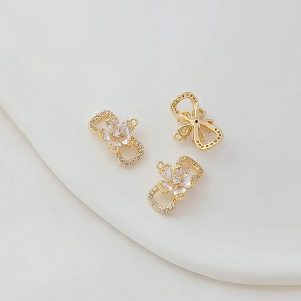 14K مطلية بالذهب مايكرو مطعمة الزركون كوز الصنوبر والغزلان والفراشة وخمس أوراق زهرة قلادة، DIY بها بنفسك قلادة مجوهرات يدوية الصنع #5