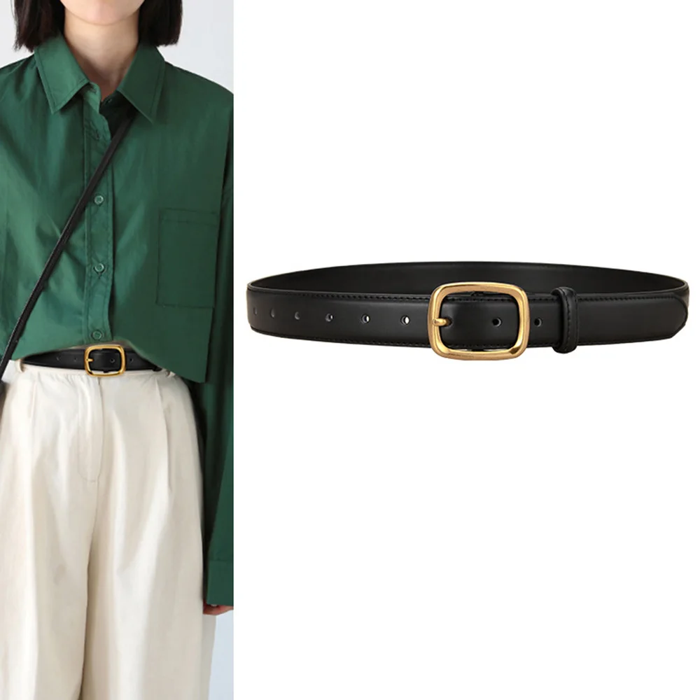 Real Genuine Leather Clasp Buckle Belts for Women 28mm Width