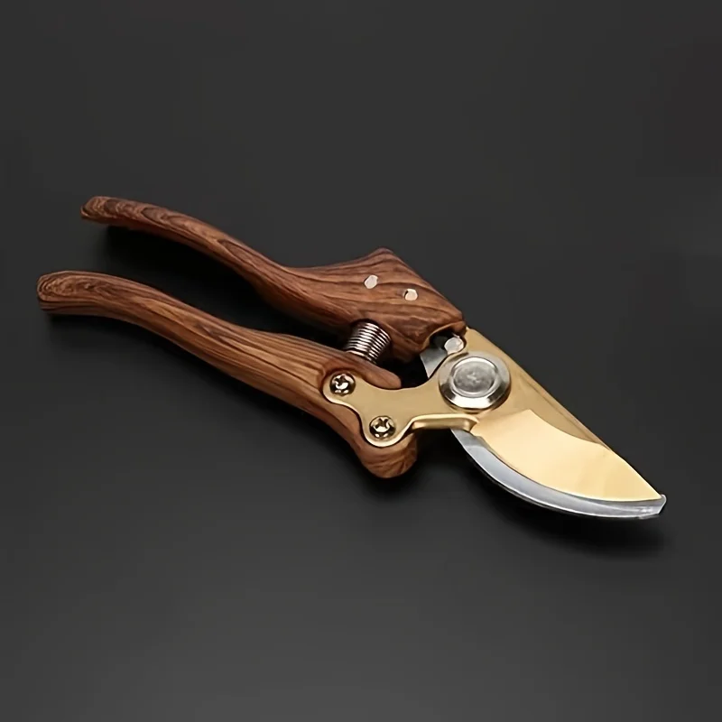1PC Ergonomic SK5 Steel Garden Pruning Shears with Dual Tone Blade & Wood Grain Handle Modern Heavy-Duty Handheld Shears