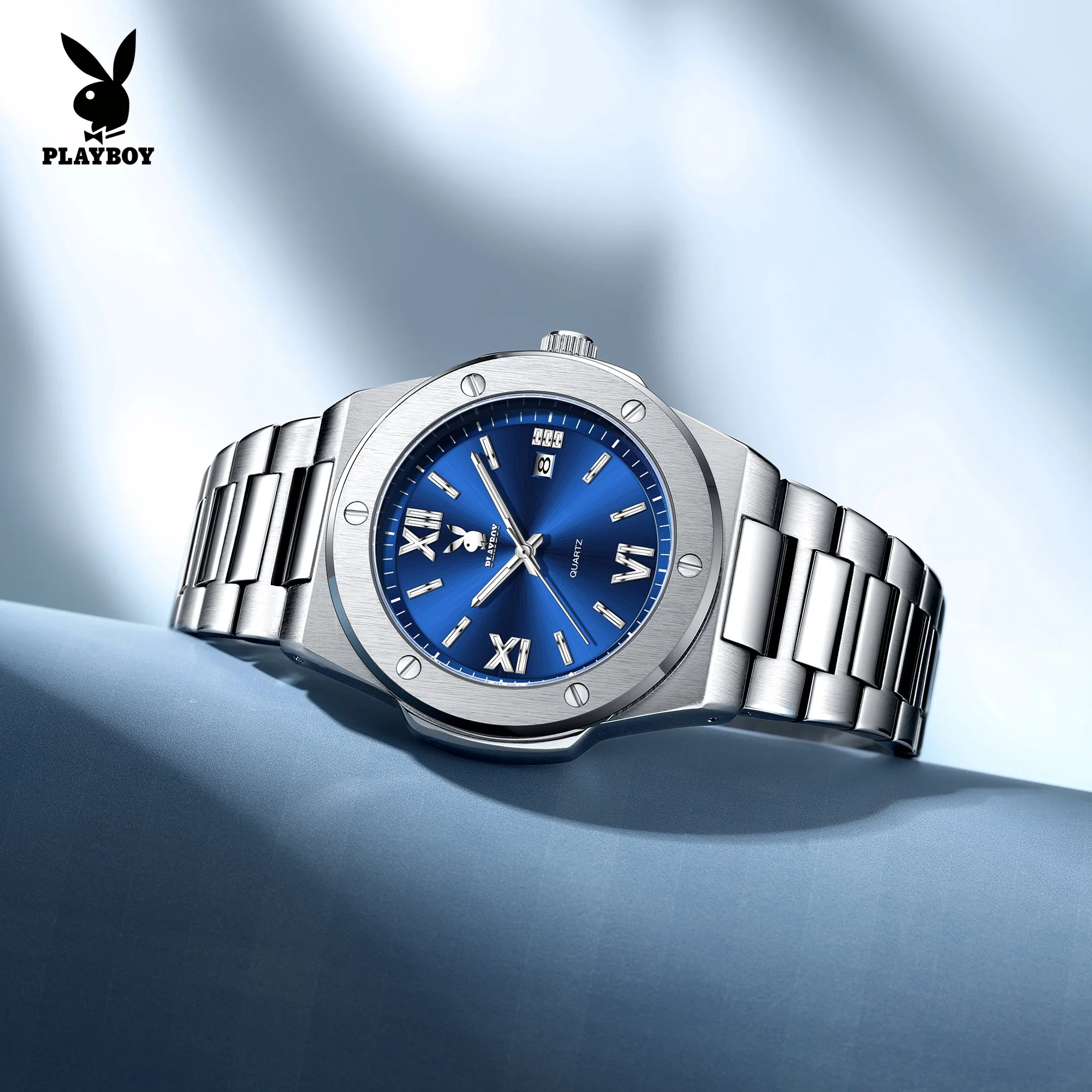 

PLAYBOY 3912 Modern Original Quartz Movement Watch For Men Small Round Dial Stainless Steel Strap 30m Waterproof Watch