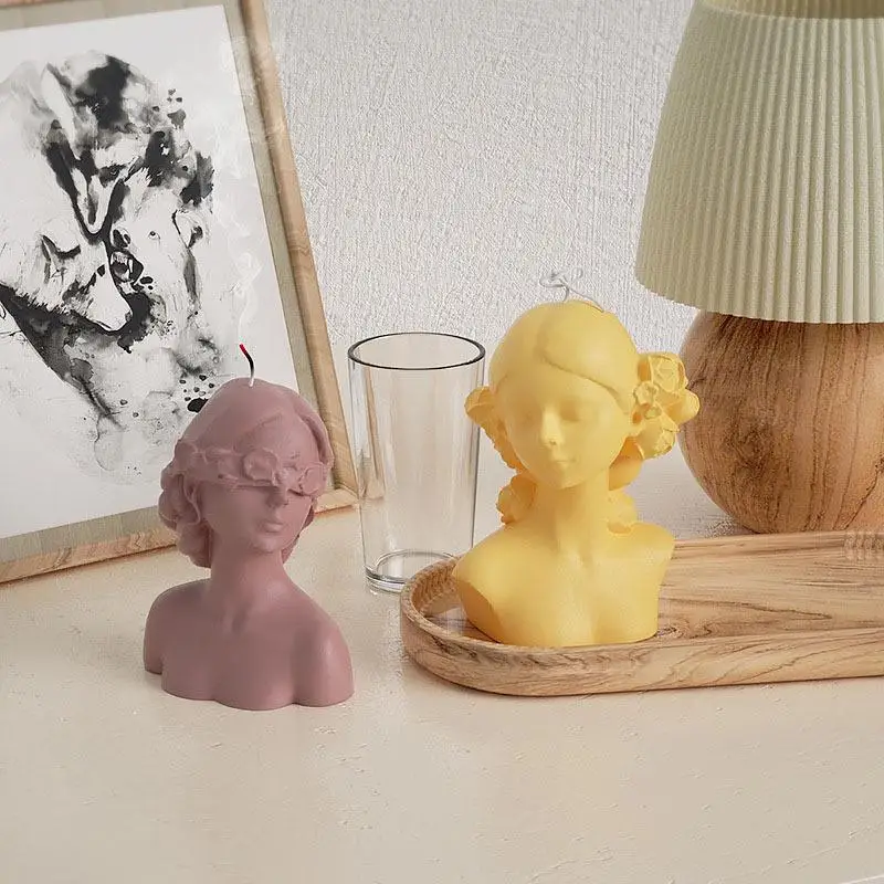 New 1Pc Closed Eye Blindfold Girl Silicone Candle Mold 3d Cute Rose Girl Aromatherapy Plaster Soap Crafts Mold Home Decor Gift