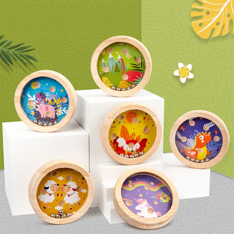 

3D деревянная игрушка Монтессори для баланса животных, развивающая деревянная игрушка-лабиринт, сенсорные вращающиеся поезда, Ранняя интеллектуальная модель