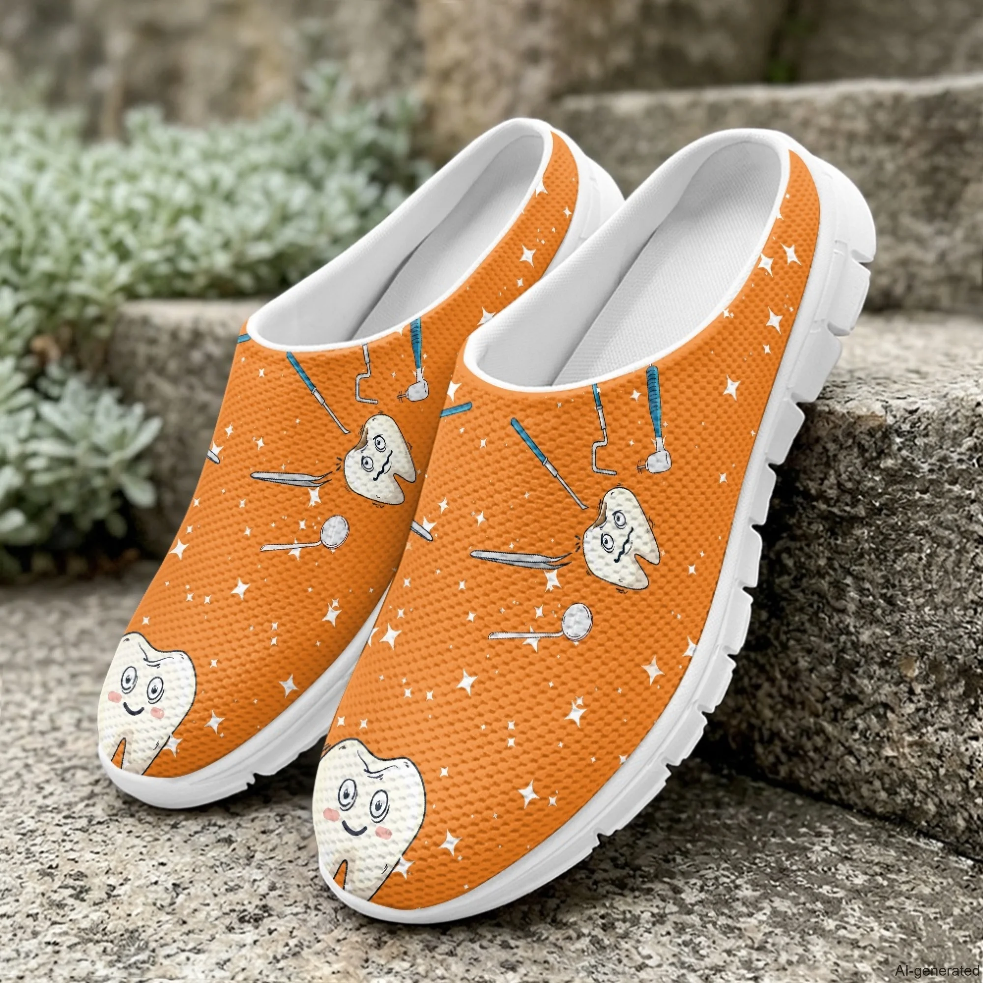 XIXIRIMIDO Women's Slippers Nurse Shoes Women's Sandals Cartoon Teeth Sapatos Femininos Elegante Man Shoes Chinelo 35-48