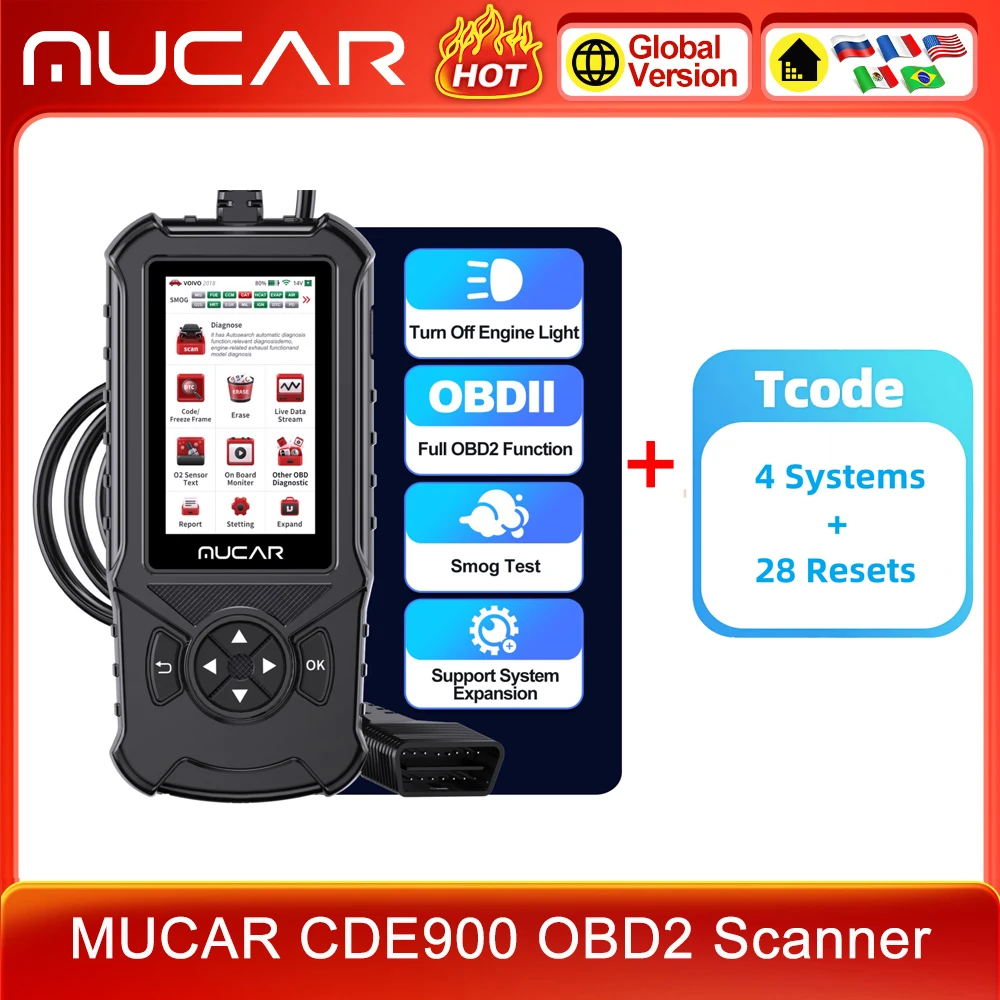 MUCAR CDE900 PRO OBD2 Scanner Diagnostische Scan Tool Alle Systeem OBDII Auto Code Reader voor Voertuig 32G Gratis Update Diagnostische Hulpmiddelen