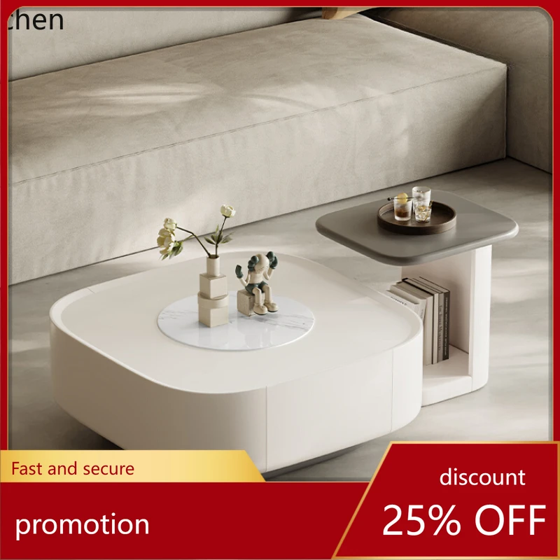 

ZMLcream wind coffee table living room home light luxury modern simple high sense square coffee table living room decoration