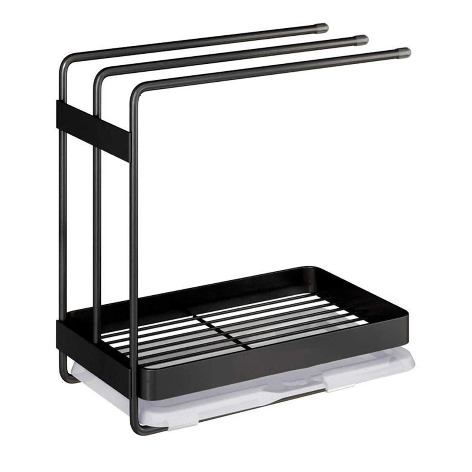 

Wall-mounted Stainless Steel Rag Rack With Drain Pan Punch-free Multi-layer Strong Load-bearing Kitchen Sponge Holder