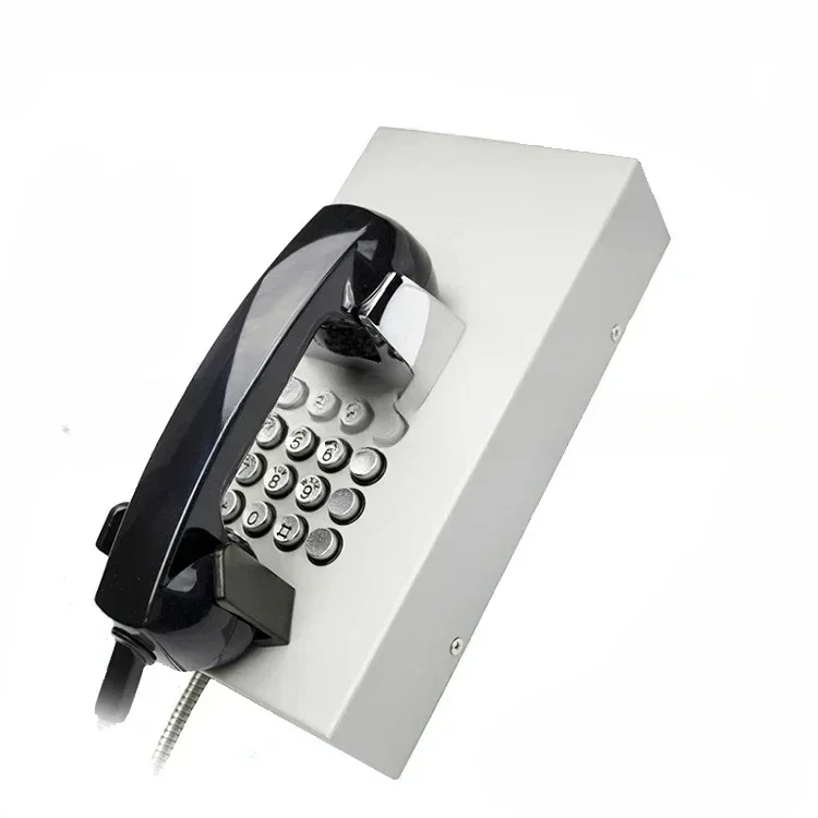 Para teléfono PSTN elástico con cable de acero inoxidable de prisionero, resistente a daños, para teléfono analógico de prisión KNZD-05