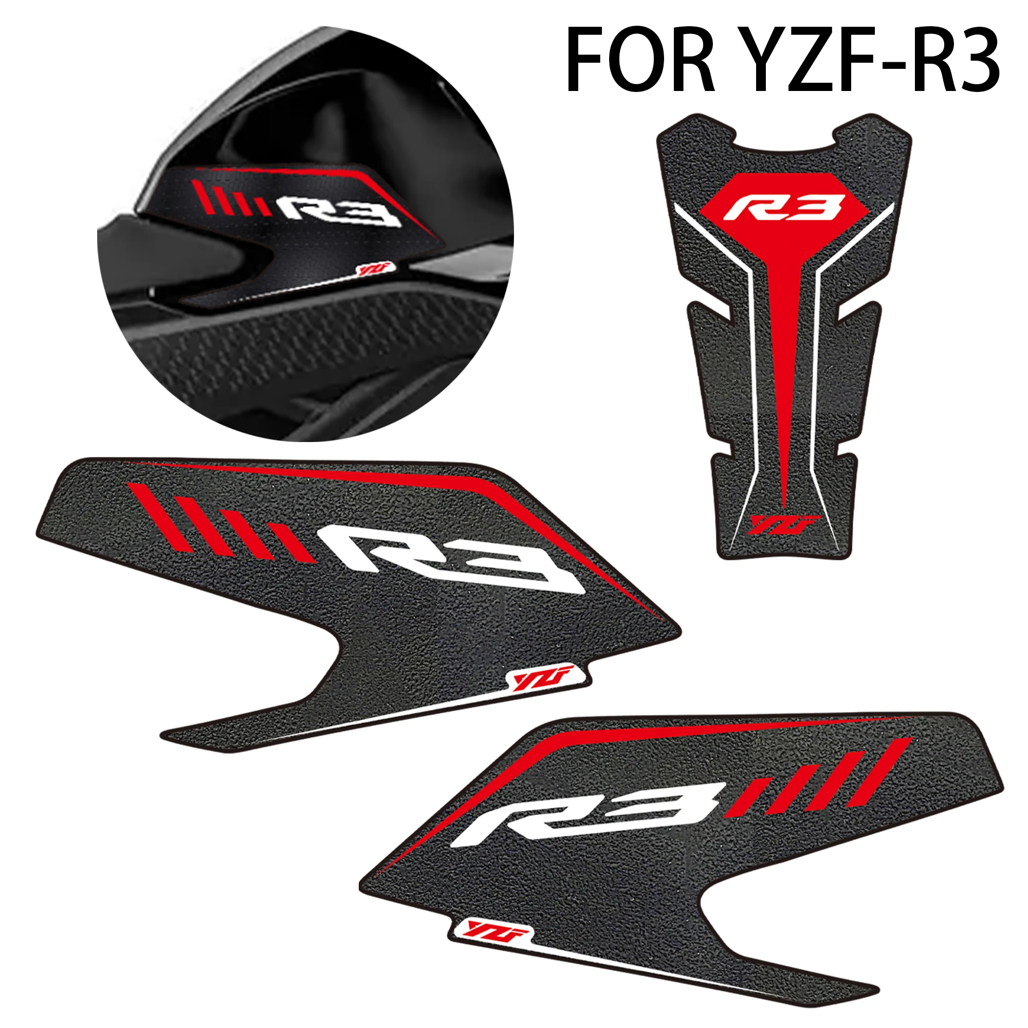 2019-2024 Voor Yamaha YZF R3 Motorfiets nieuwe model Tank Pad rubber Protector Sticker Decal Gas Kniegreep Tank tractie Pad Side