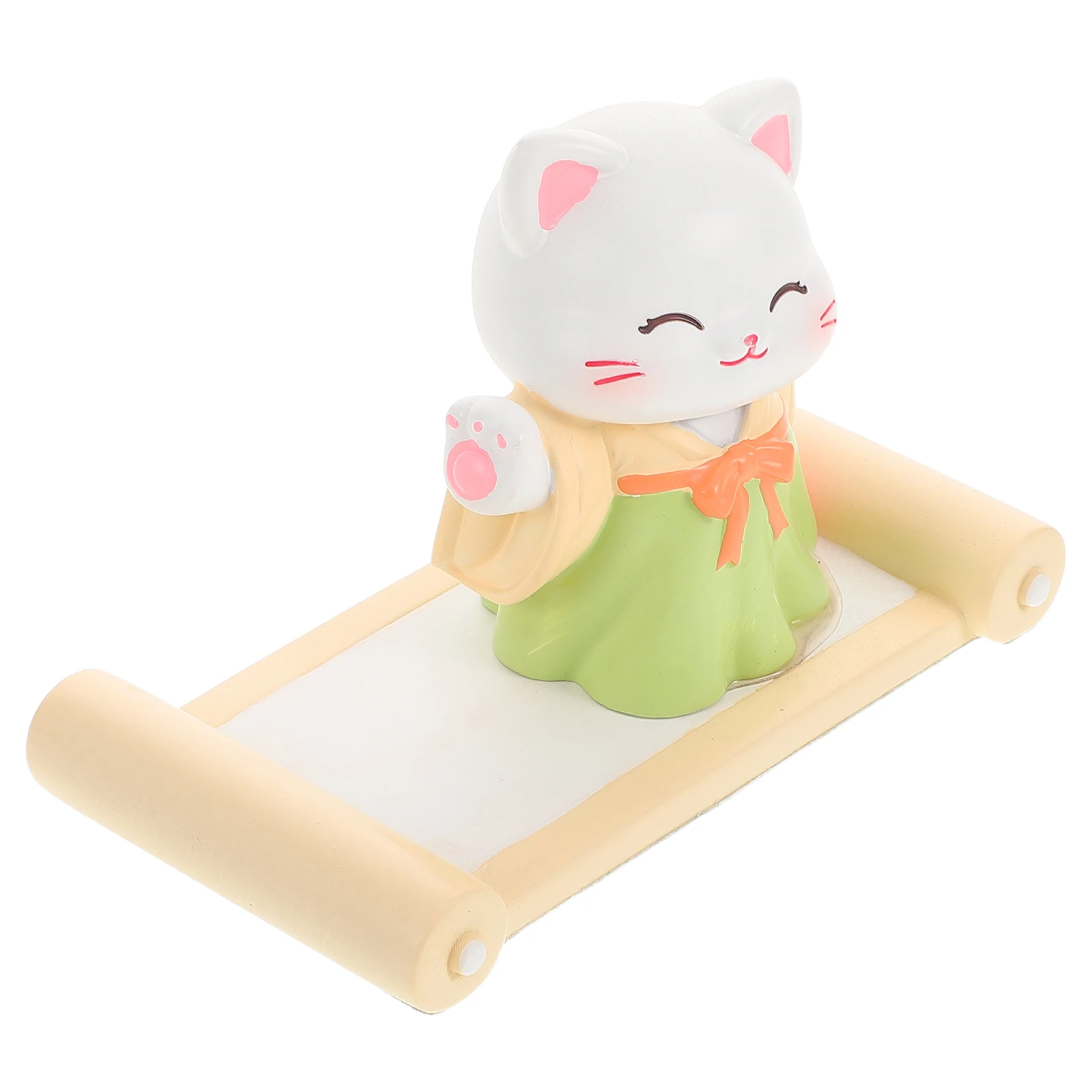 

1 Piece Mobile Phone Holder Cute Cat Figurine Stable Phone Stand Desk Accessory Gift Idea Cartoon Wealth Statue Resin Table