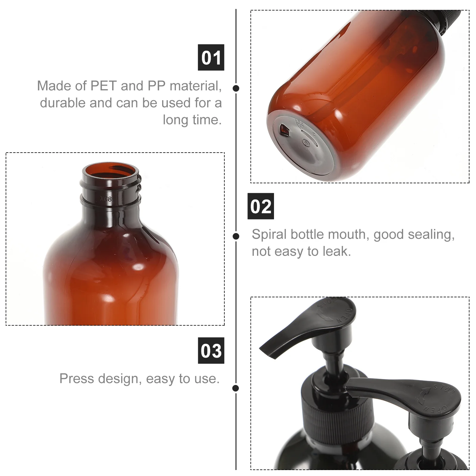 

6Pcs 500ml Shampoo Bottle Lotion Container Portable Pump Dispenser Durable Pet PP Material Travel Storage Green Light Brown