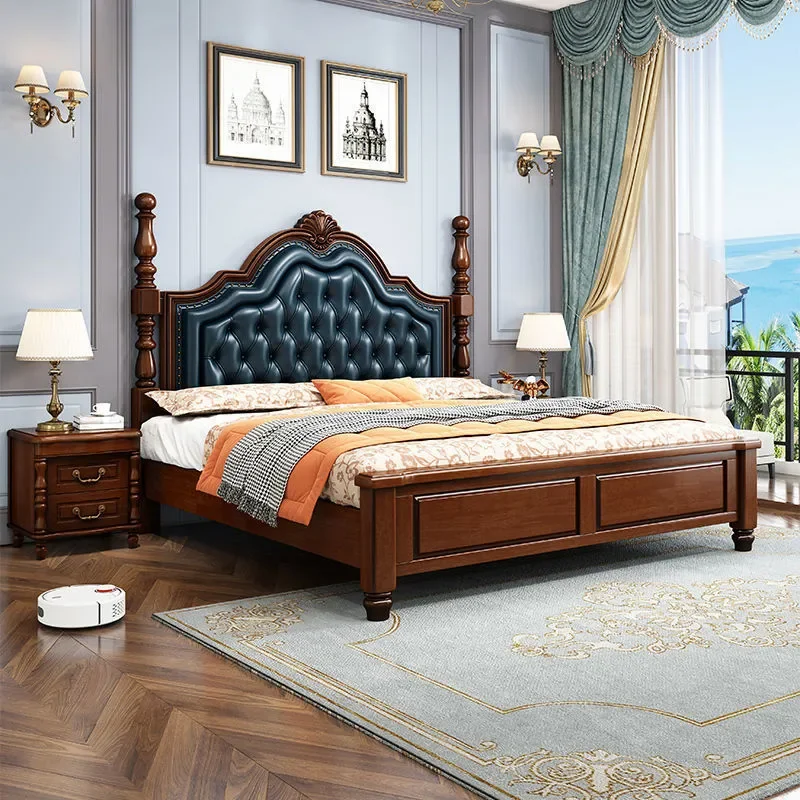 1.8m Double Bed Solid Wood High Box Storage Bed 1.5m Master Bedroom Furniture Rural Style Wedding Dowry Casual Design