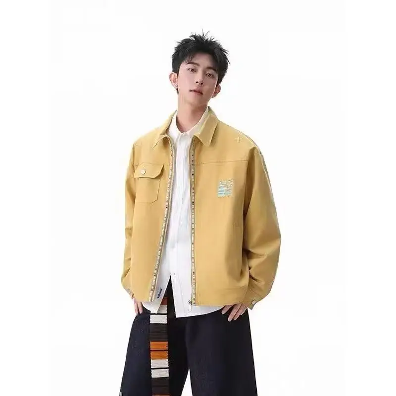 

Spring Autumn Loose Fit Men's Jaet Sli Streetwear Hong Kong Sle Trendy Harajuku Korean Version Casual Coat