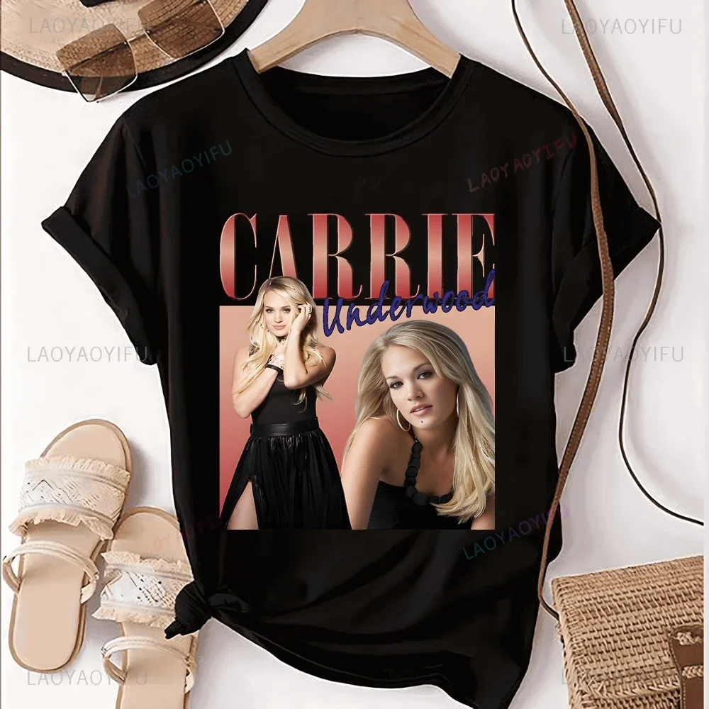 Carrie Underwood Country Music Singer Print T-shirt Top Carrie Underwood Trend Short-sleeved Unisex Shirt Oversized T-shirt