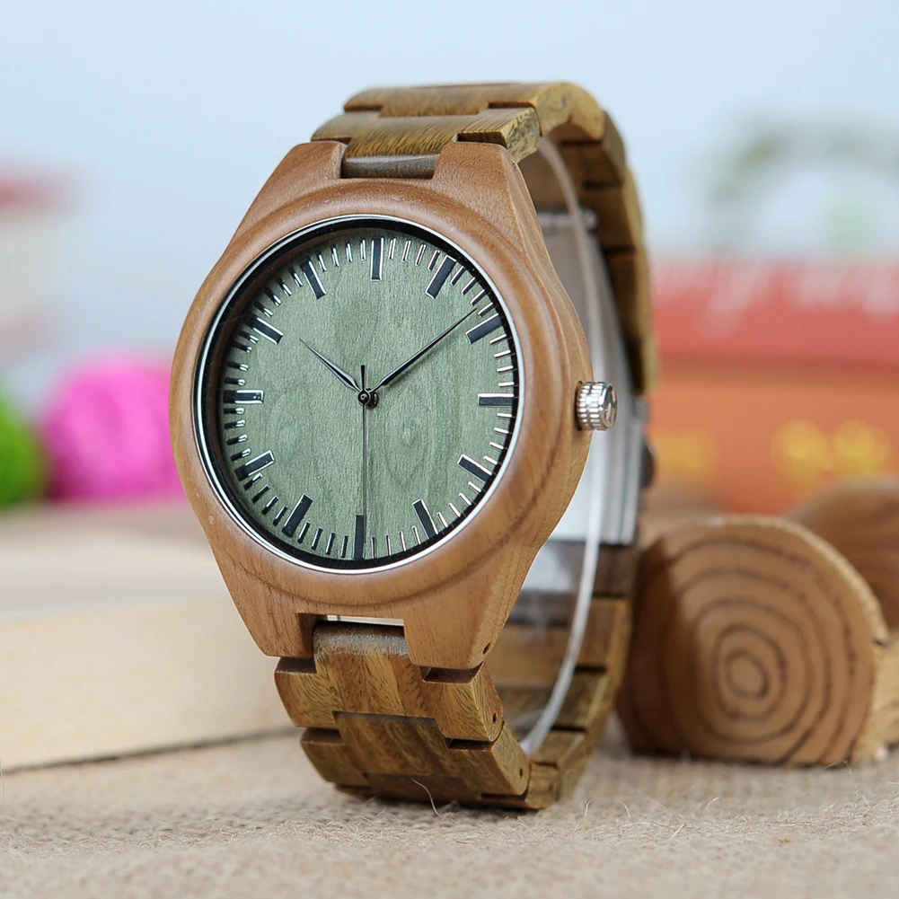 

BOBO BIRD Green Sandalwood Watch For Men Casual Wrist Watches Clock Man Wooden Strap Quartz Timepieces Relogios Masculino Gifts