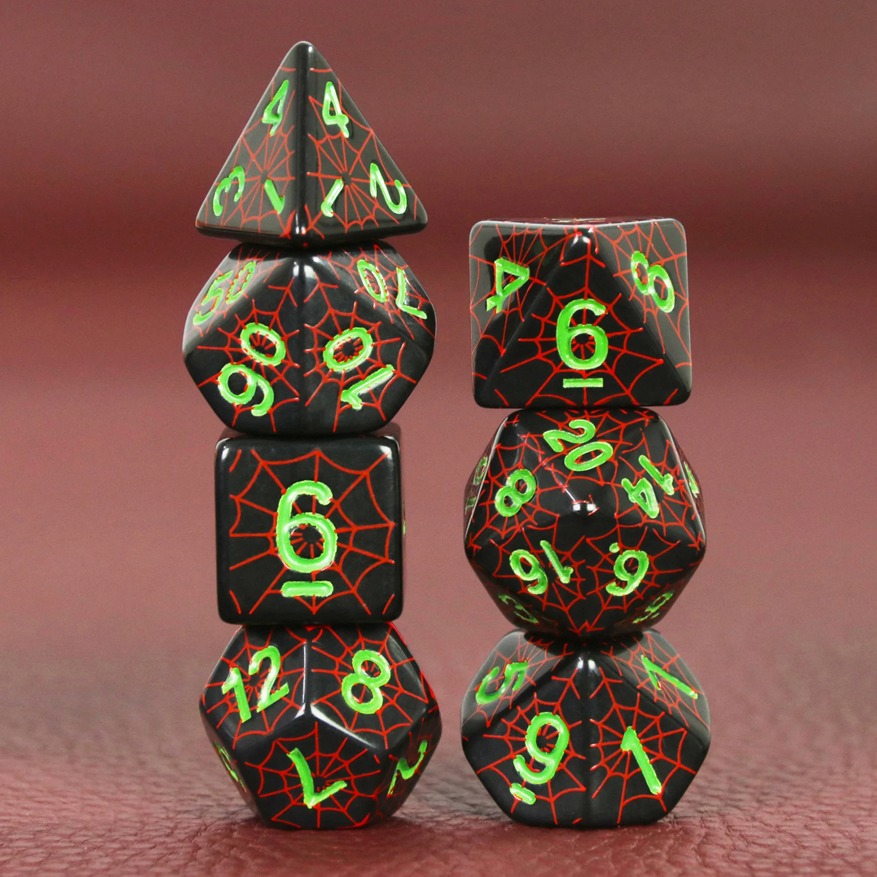 Polyhedral DND Dice Set in Spider Web Design - Perfect for Board Game Role Playing Games  D4 D6 D8 D10 D00 D12 D20 DICE