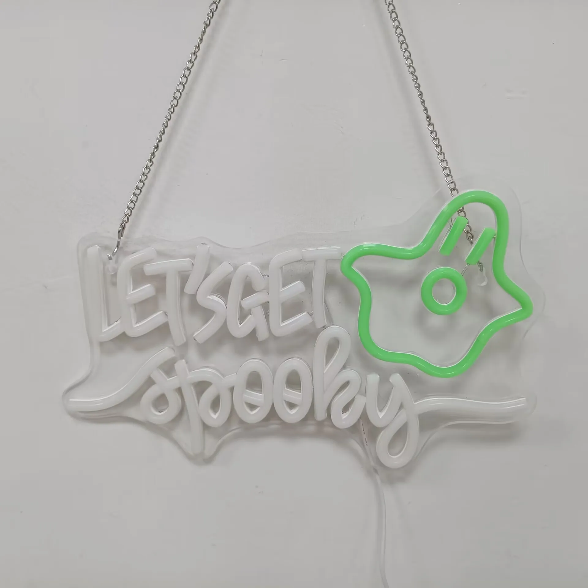 LET'S GET Spooky LED Neon Sign USB Dimmable Neon Light Sign for Gameroom Bedroom Bar Livingroom Birthday Party Gift Wall Decor