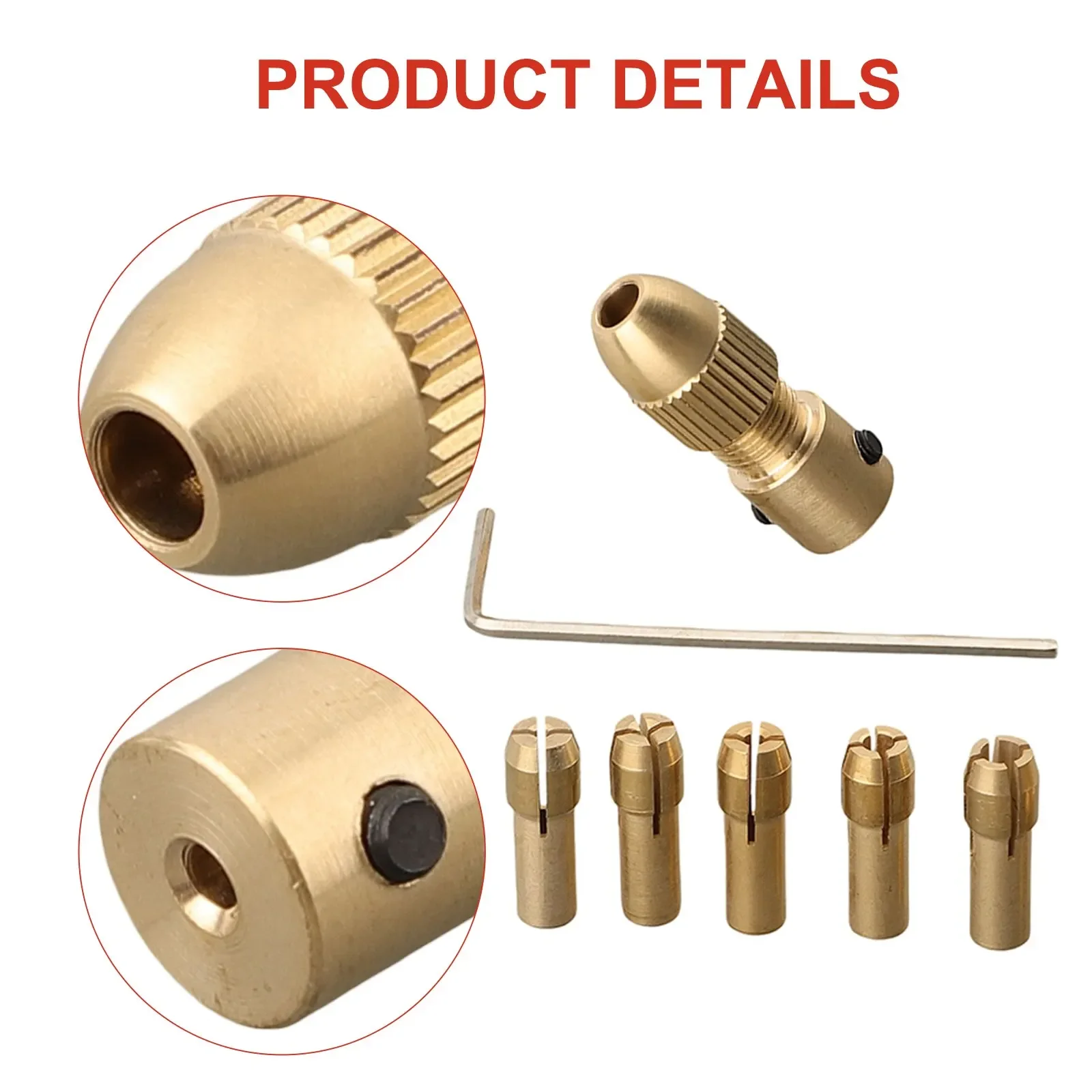 Accessories Soft Wood Chuck Adapter Collet Mini Drilling Tool 1*Handle Chuck Tail Diameter: 2mm Gold Overall Length: 28.3mm