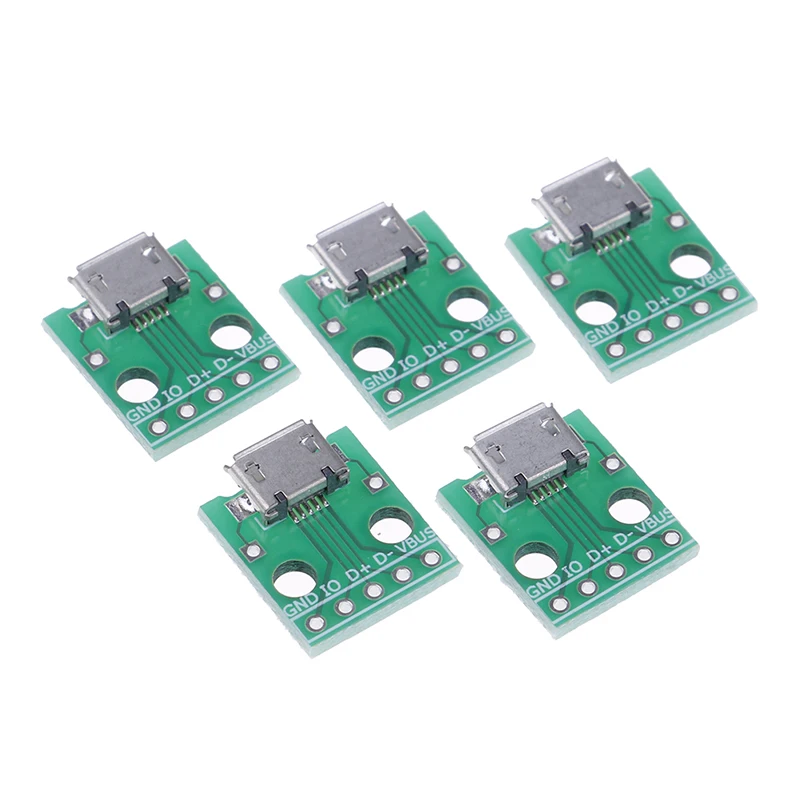 Adattatore da MICRO USB a DIP da 5 pezzi Connettore femmina a 5 pin Convertitore pcb di tipo B