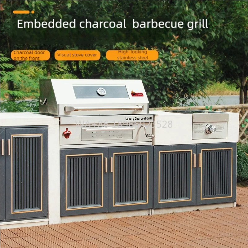 

r Роскошная вилла на заднем дворе, барбекю из нержавеющей стали 304, встроенный угольный гриль-барбекю с высококачественной конструкцией fo