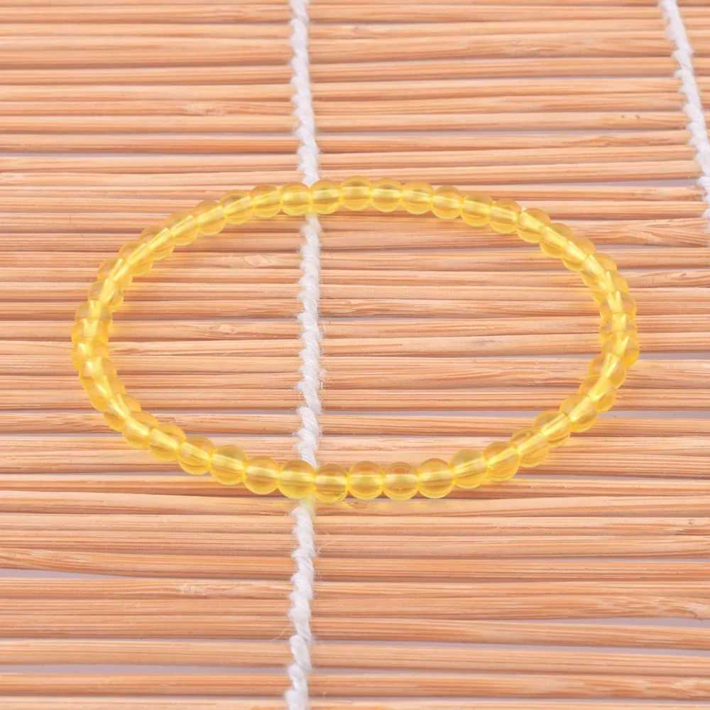 4mm 6mm 8mm Yellow Citrines Bracelet DIY Jewelry Elastic Adjustable Round Beads Glossy Men Women Fashion Jewelry