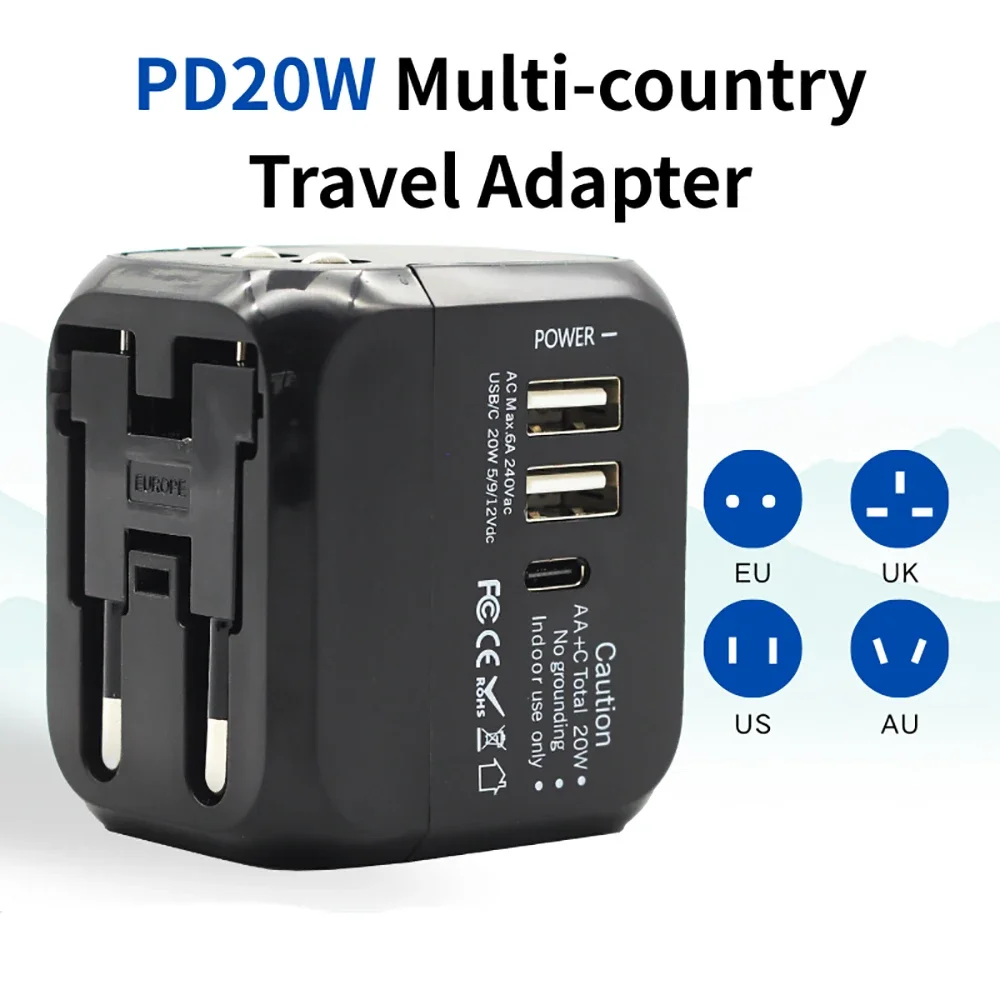 All-in-One Universal Travel Adapter EU US International Plug Multi-Function AC Power Outlet Converter Socket Travel Power Socket