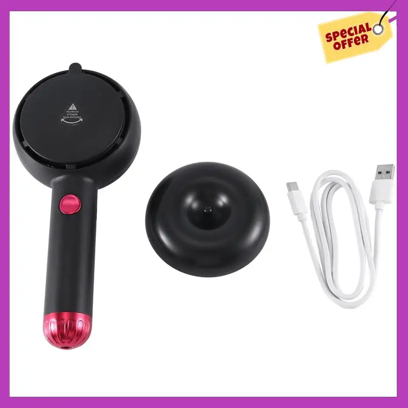 HFIL-Star Compass Handheld Fan Battery Operated Rechargeable Fan With LED Light Makeup Mirror Bladeless Fan 3 Speeds Fan