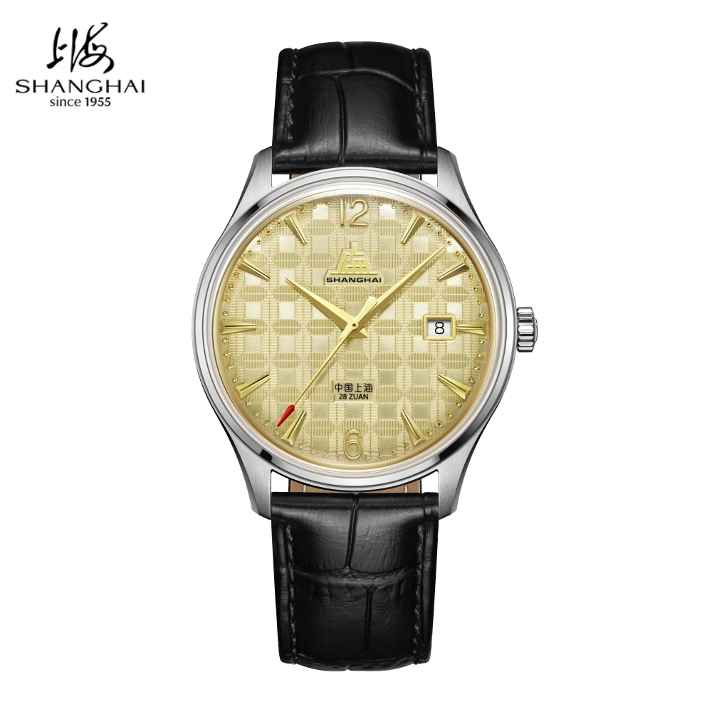 Shanghai Watch 39mm Elegant Men's Watches ST2130 Movement Automatic Mechanical Clock Arched Sapphire Italian Leather Strap S5006