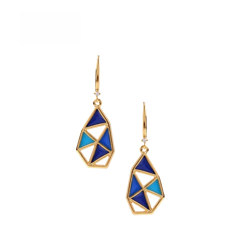 

Sumni 18K Gold Plated Drop Earrings Women's Fashionable Geometric Ear Hooks Elegant Enamel Drip Jewelry Accessories