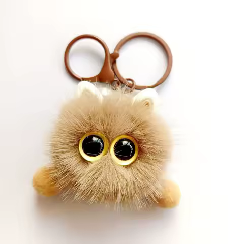 Plush Keychain for Women Soft Car Key Chain Cute Kitten Plushie Pendant for Bag Backpack Purse Decoration, Kawaii Gift Idea