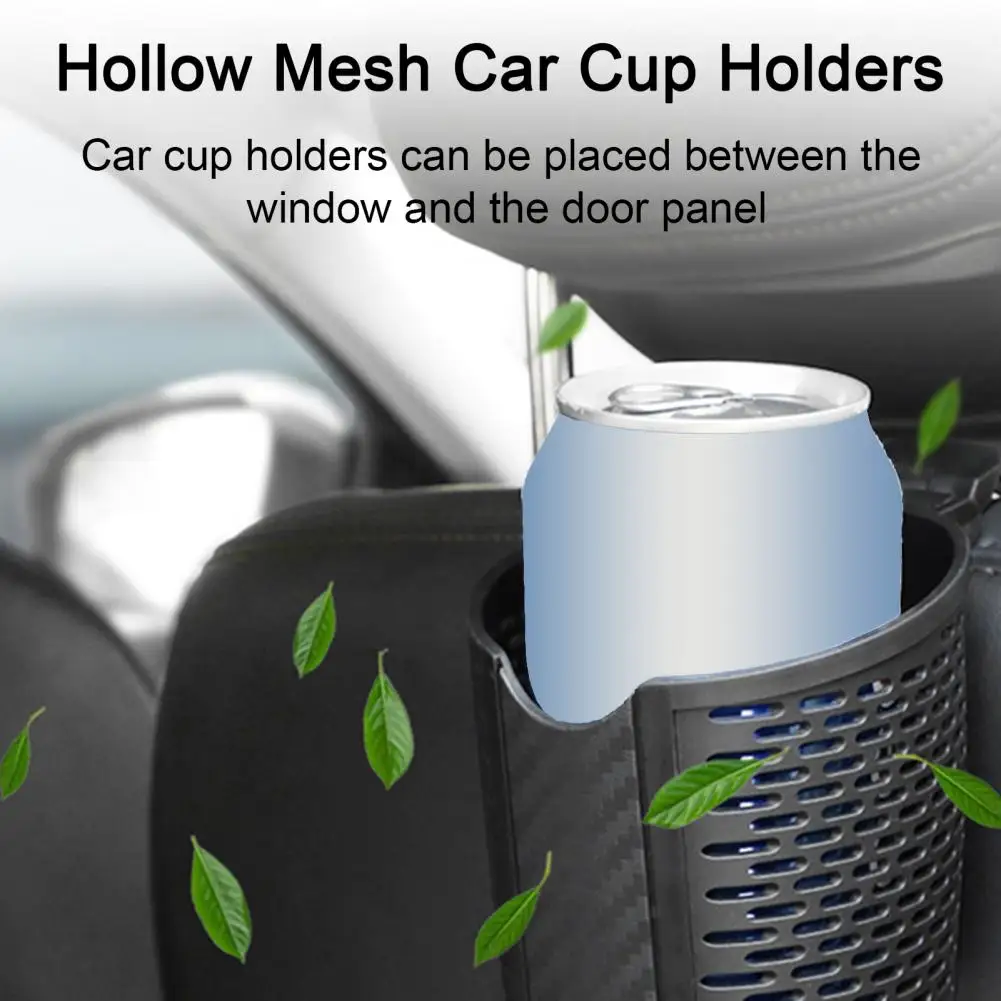 2Pcs Car Headrest Cup Holder Drink Pocket Food Tray Hook Design Hollow Mesh Shockproof Universal Auto Storage Box